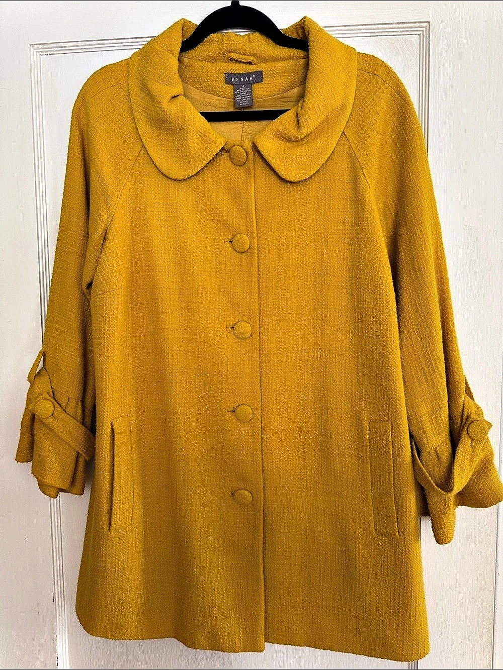 KENAR Yellow Collared Coat Size 12